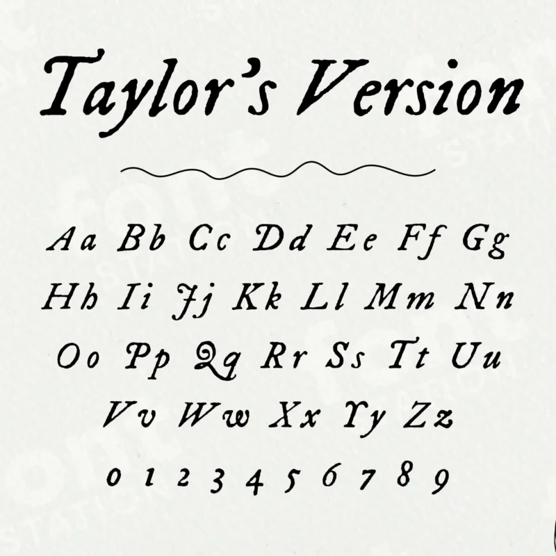 Image showing all characters available in the Taylor version font created by FontMaze.