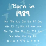 Image showing all characters available in the 1989 Taylor Version font created by FontMaze.