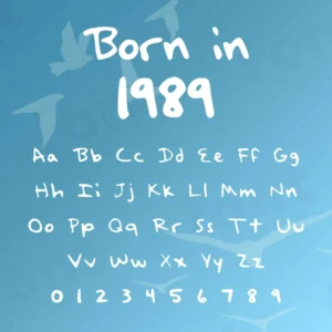 Image showing all characters available in the 1989 Taylor Version font created by FontMaze.