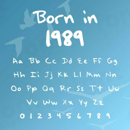Image showing all characters available in the 1989 Taylor Version font created by FontMaze.