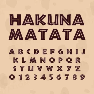 Image showing all characters available in the Hakuna Matata font created by FontMaze.