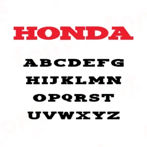 Image showing all characters available in the Honda font created by FontMaze.