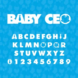 Image showing all characters available in the Baby Boss Movie font created by FontMaze.