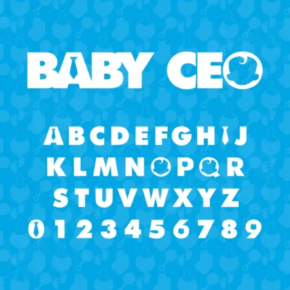 Image showing all characters available in the Baby Boss Movie font created by FontMaze.
