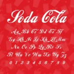 Image showing all characters available in the Coca Cola font created by FontMaze.