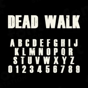 Image showing all characters available in the Dead Walk font created by FontMaze.