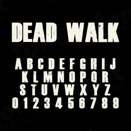 Image showing all characters available in the Dead Walk font created by FontMaze.