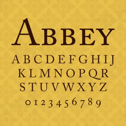 Image showing all characters available in the Downton Abbey British Vintage Royal Series font created by FontMaze.
