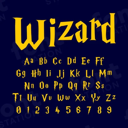 Image showing all characters available in the Harry Potter font created by FontMaze.