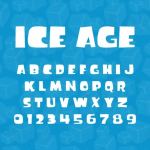 Image showing all characters available in the Ice Age Mammoth Sid Animated Movie font created by FontMaze.