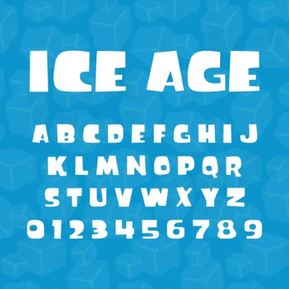 Image showing all characters available in the Ice Age Mammoth Sid Animated Movie font created by FontMaze.
