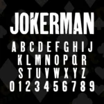 Image showing all characters available in the Joker font created by FontMaze.
