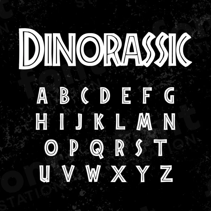 Image showing all characters available in the Jurassic Park font created by FontMaze.