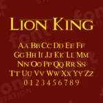 Image showing all characters available in the Lion King font created by FontMaze.
