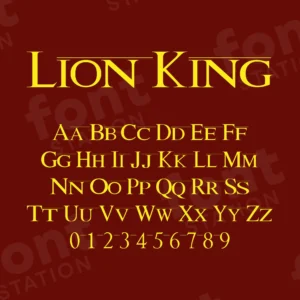 Image showing all characters available in the Lion King font created by FontMaze.