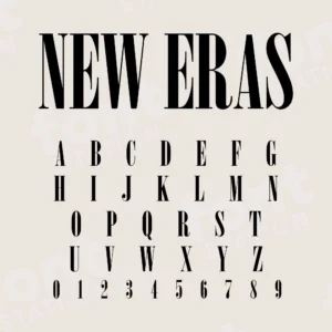 Image showing all characters available in the NEW ERAS font font created by FontMaze.