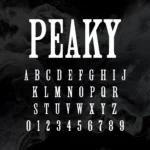 Image showing all characters available in the Peaky Blinders font created by FontMaze.