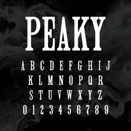 Image showing all characters available in the Peaky Blinders font created by FontMaze.