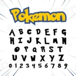 Image showing all characters available in the Pokemon font created by FontMaze