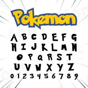 Image showing all characters available in the Pokemon font created by FontMaze