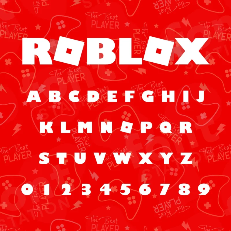 Image showing all characters available in the Roblox font created by FontMaze.