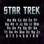 Image showing all characters available in the Star Trek font created by FontMaze.