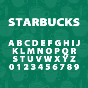 Image showing all characters available in the Starbucks Coffee Shop font created by FontMaze