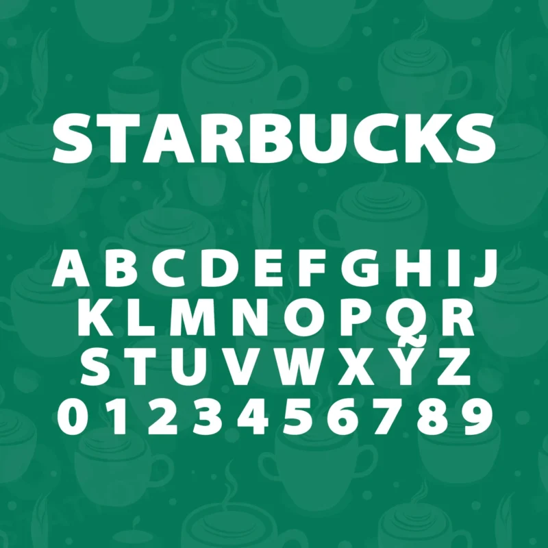 Image showing all characters available in the Starbucks Coffee Shop font created by FontMaze