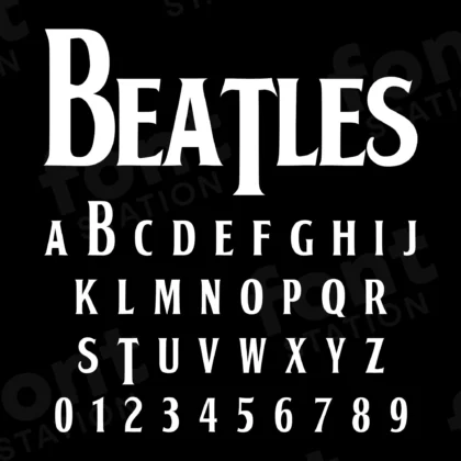 Image showing all characters available in the The Beatles font created by FontMaze.