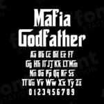 Image showing all characters available in the The Godfather font created by FontMaze.