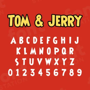 Image showing all characters available in the Tom And Jerry font created by FontMaze.
