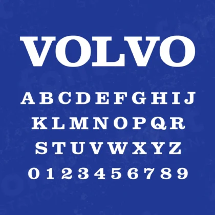Image showing all characters available in the Volvo Cars font created by FontMaze.