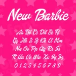 Image showing all characters available in the New Barbie font created by FontMaze.
