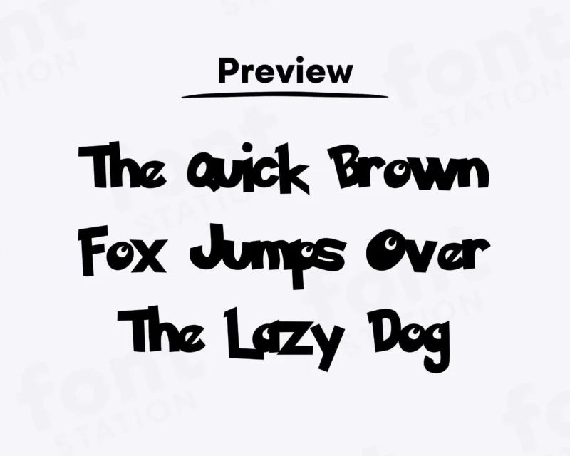A complete showcase image of the Pokemon font, featuring the text 'The quick brown fox jumps over the lazy dog' to display every letter of the alphabet.