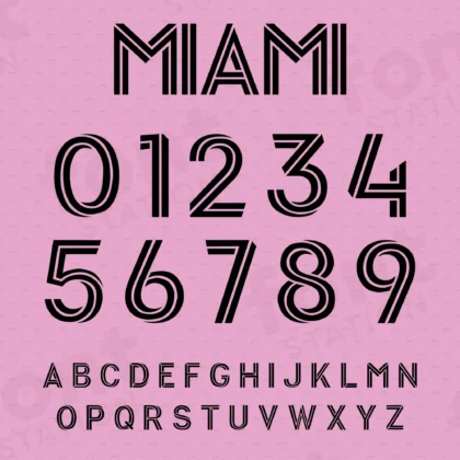 Image showing all characters available in the Inter Miami Soccer font created by FontMaze.