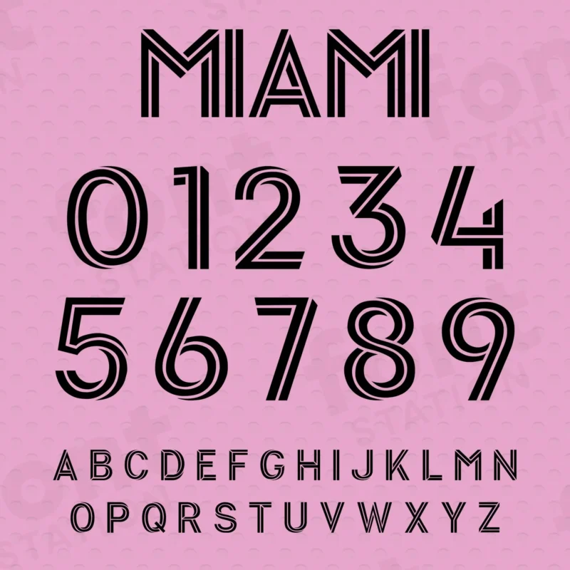 Image showing all characters available in the Inter Miami Soccer font created by FontMaze.