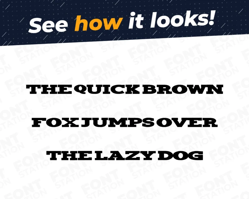 A complete showcase image of the Honda font, featuring the text 'The quick brown fox jumps over the lazy dog' to display every letter of the alphabet.
