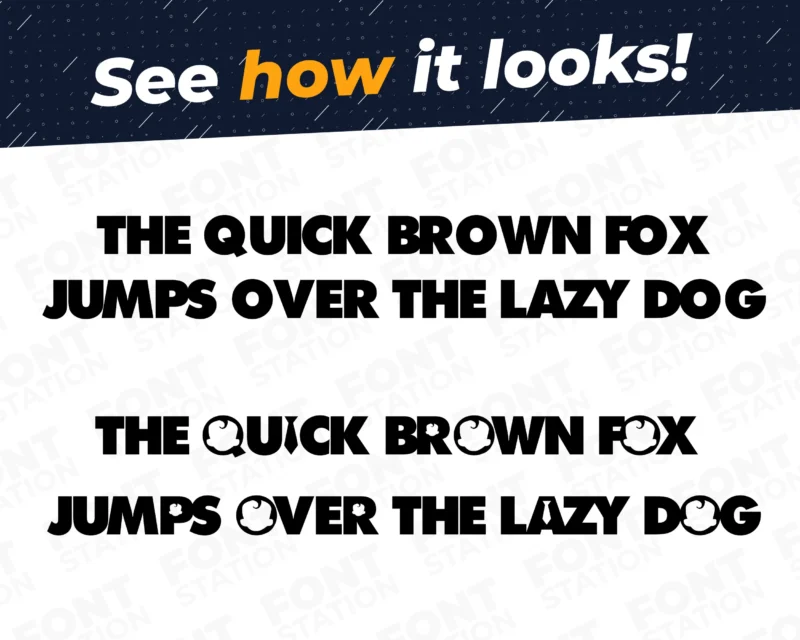 A complete showcase image of the Baby Boss Movie font, featuring the text 'The quick brown fox jumps over the lazy dog' to display every letter of the alphabet.