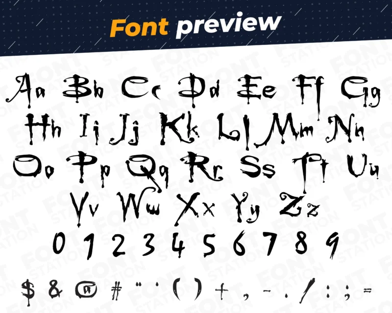 Image showing all characters available in the Buffy Vampire font created by FontMaze