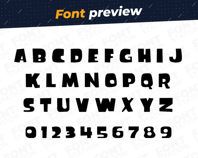 Image showing all characters available in the Ice Age Mammoth Sid Animated Movie font created by FontMaze.