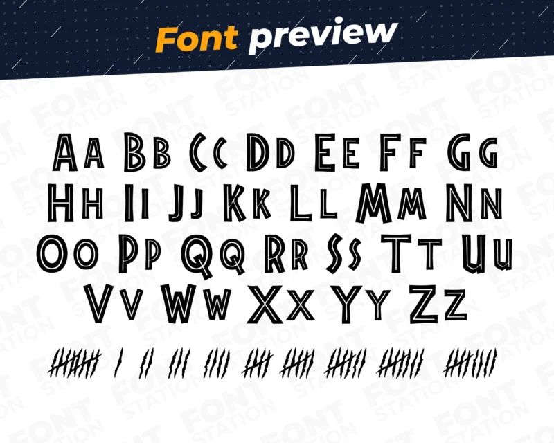 Image showing all characters available in the Jurassic Park font created by FontMaze.