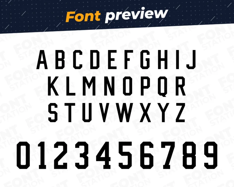 Image showing all characters available in the US Soccer font created by FontMaze.