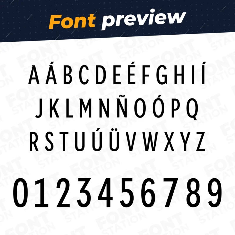 Image showing all characters available in the Germany Soccer font Jersey created by FontMaze.
