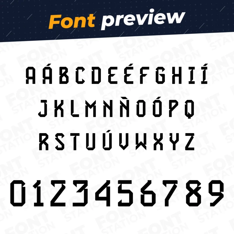 Image showing all characters available in the Spain Jersey Soccer font created by FontMaze.