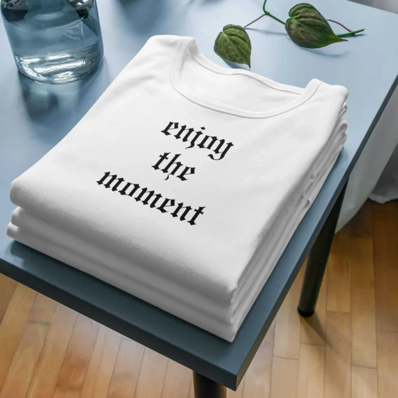 Sublimated T-Shirt with Reputation Font Typography - Fashionable Apparel Displaying Stylish Lettering