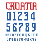Image showing all characters available in the Croatia Jersey Soccer font created by FontMaze.