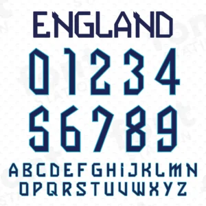 Image showing all characters available in the England Football font created by FontMaze.