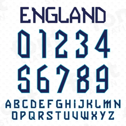 Image showing all characters available in the England Football font created by FontMaze.