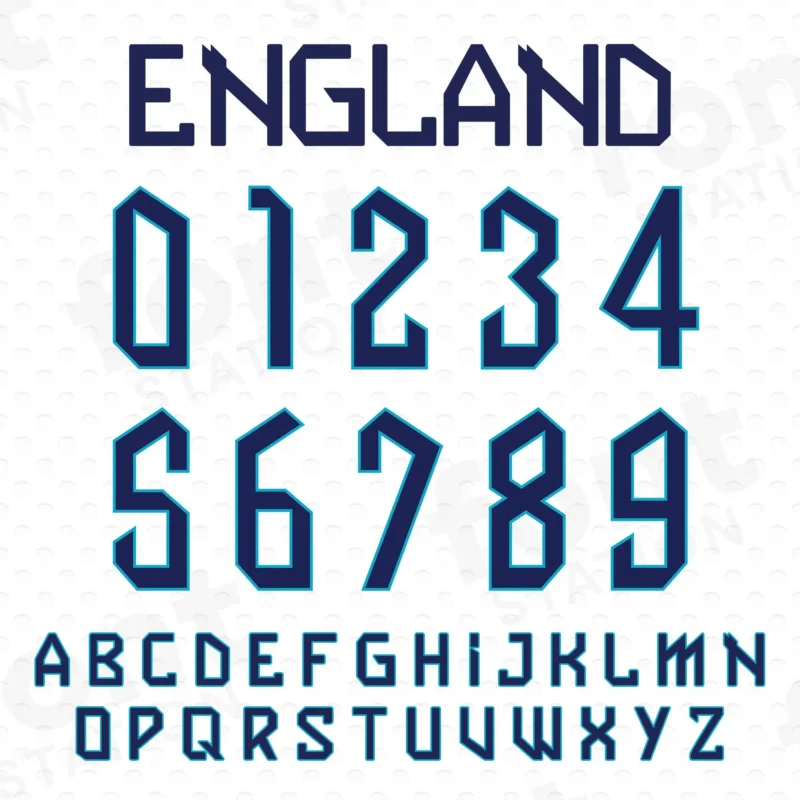 Image showing all characters available in the England Football font created by FontMaze.