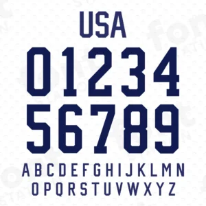Image showing all characters available in the US Soccer font created by FontMaze.